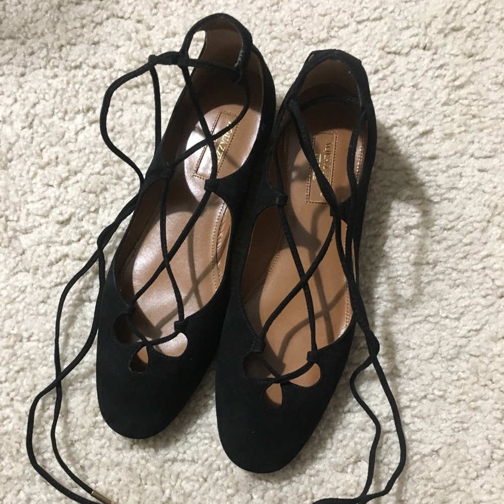 aquazzura black flats in 36.5